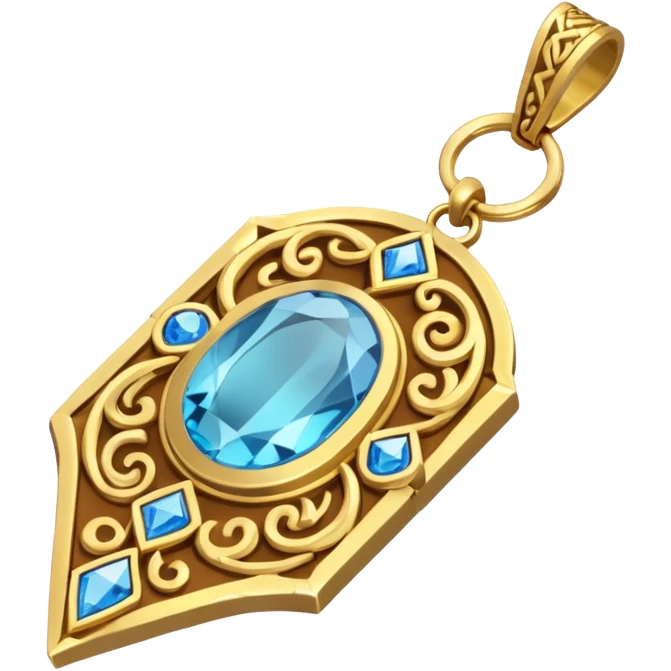 Isometric view of a magic amulet necklace laying on the ground emoji