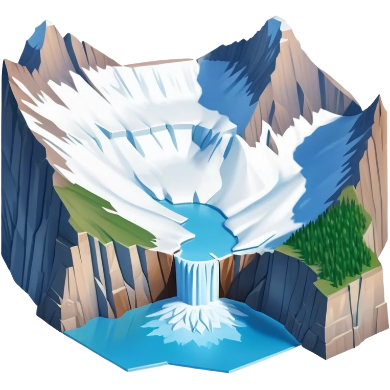 isometric exterior view glacier national park, grinnell glacier emoji