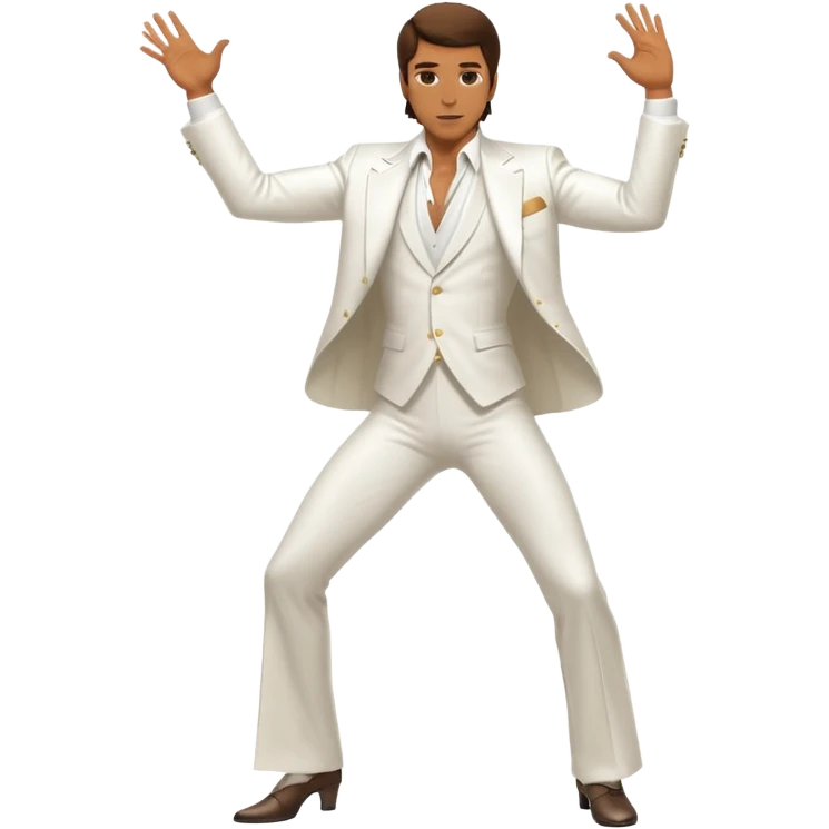 man in white suit, Saturday Night Fever dance pose emoji