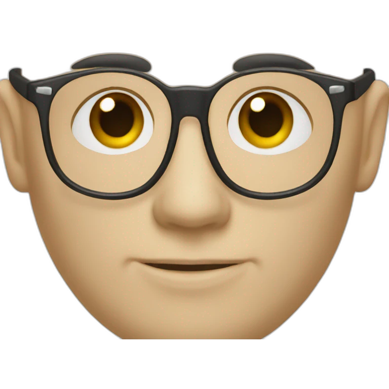 bald white skin nerd with glasses face only emoji