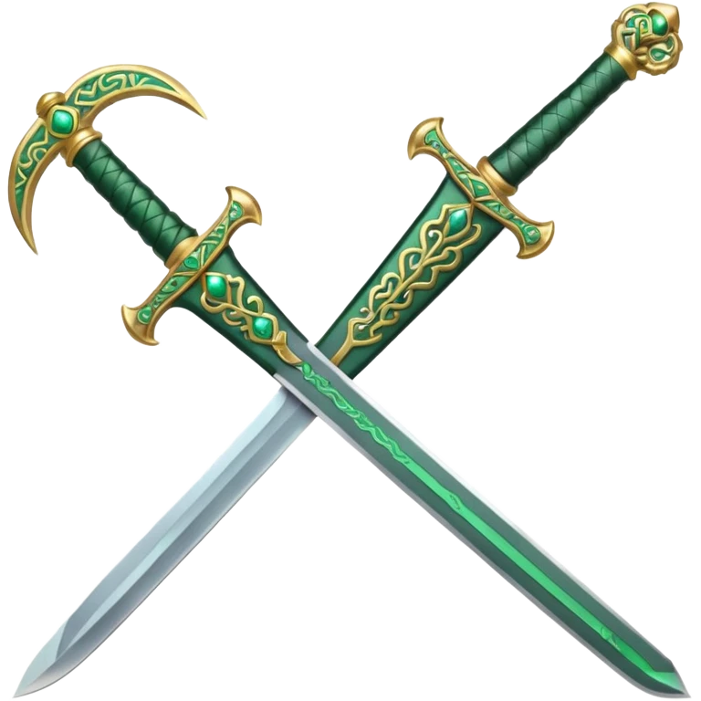 Double-edged Arabic sword with green color emoji