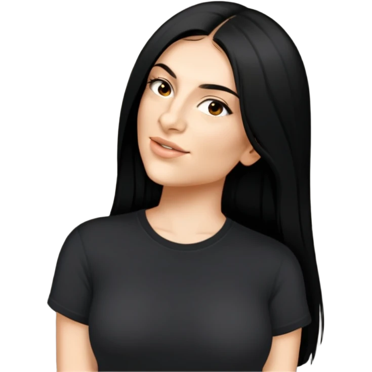 female, black shirt, long black hair emoji