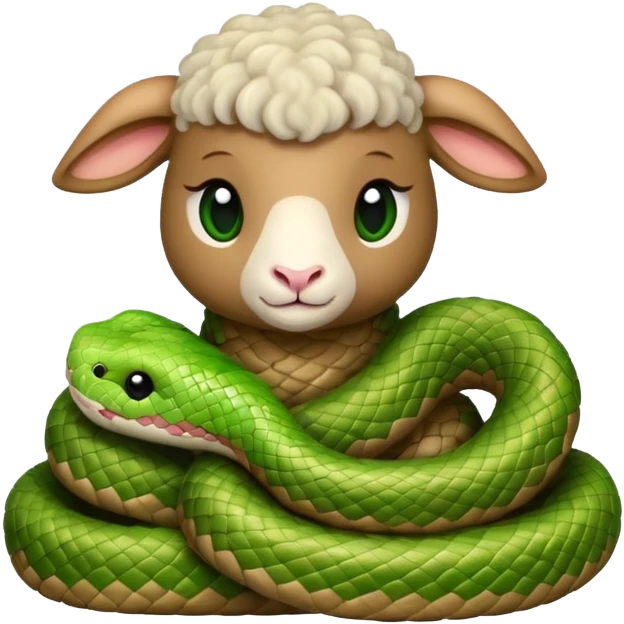 Lamb hugging a snake emoji