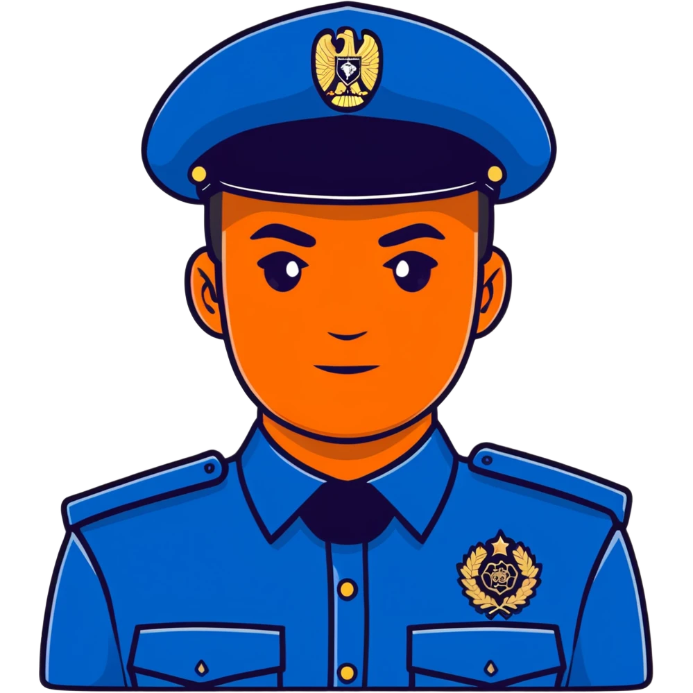 Russian police officer with traditional police cap and blue uniform emoji