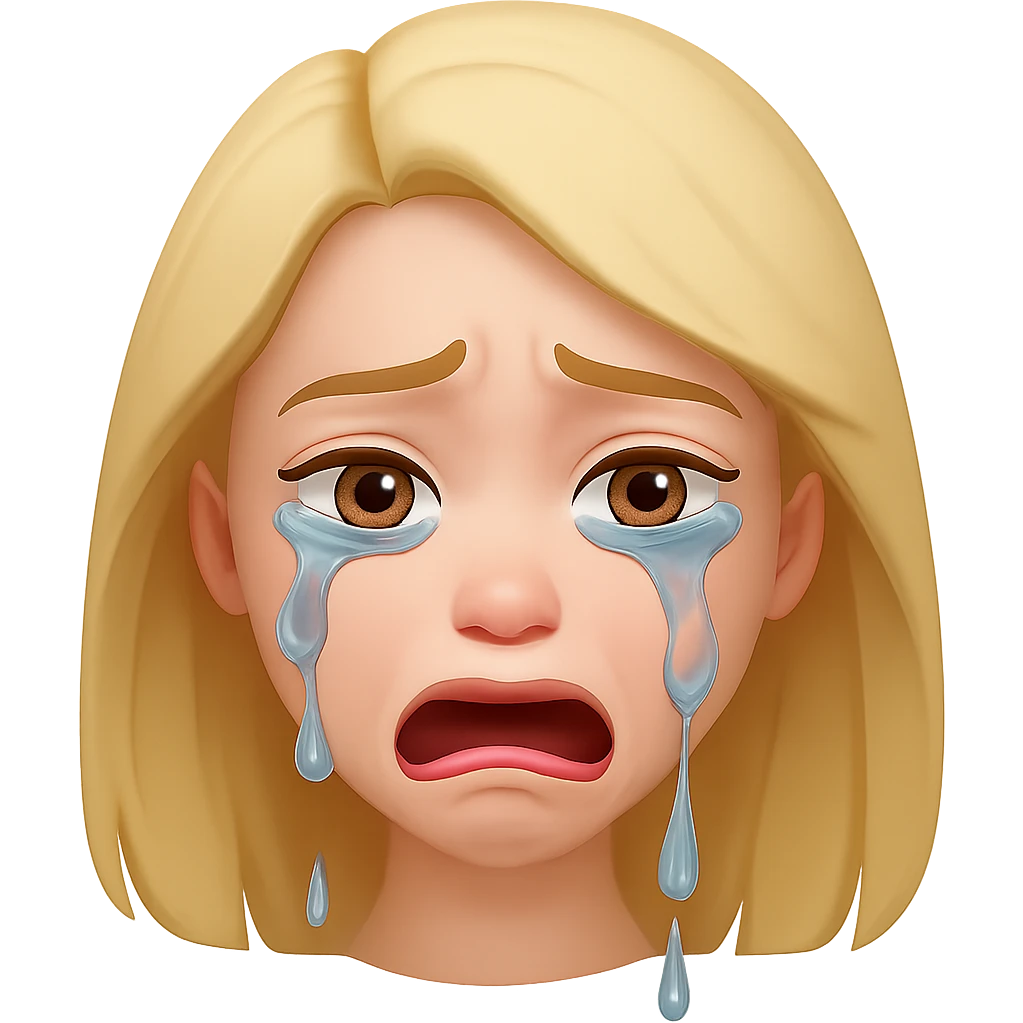 Make the sad girl emoji crying with visible tears, keep the original style look. emoji