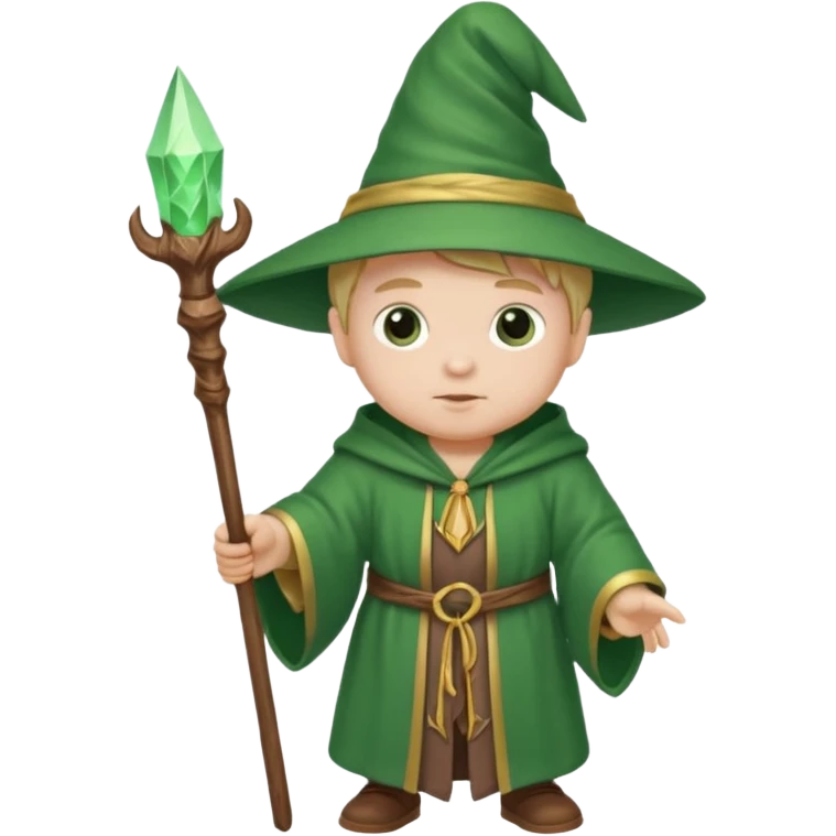 baby wizard with green robe and staff emoji