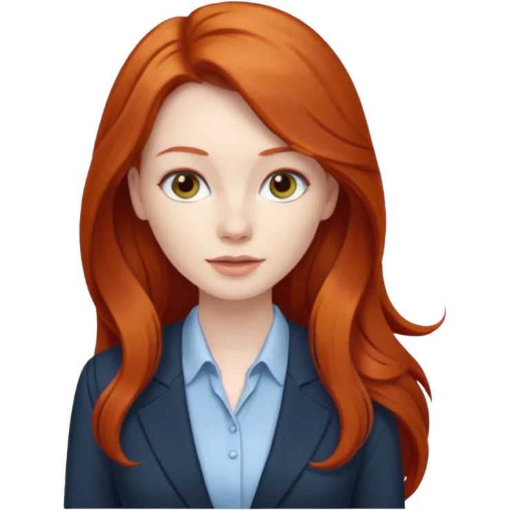 redhead long hair woman with office look emoji