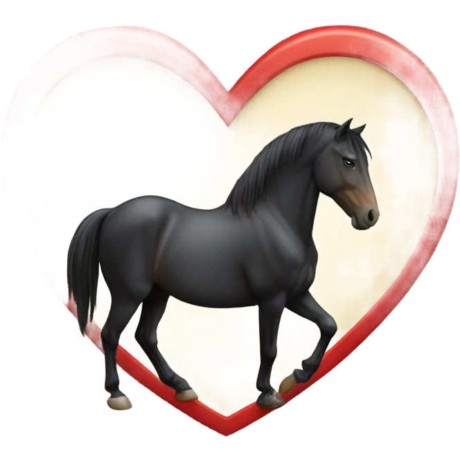 Black Horse centered within a red heart emoji