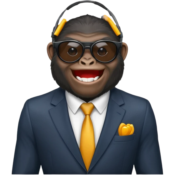 Gorilla wearing suits sunglasses emoji