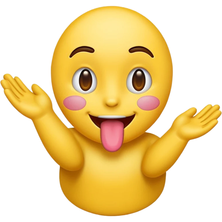 emoji with tongue out and hands to the side emoji