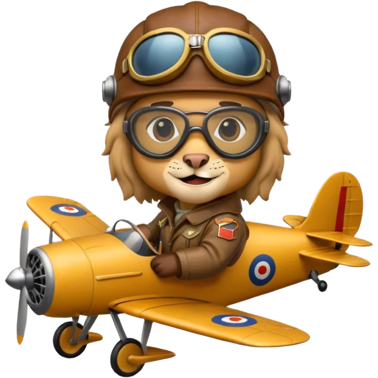 lion pilot riding plane emoji