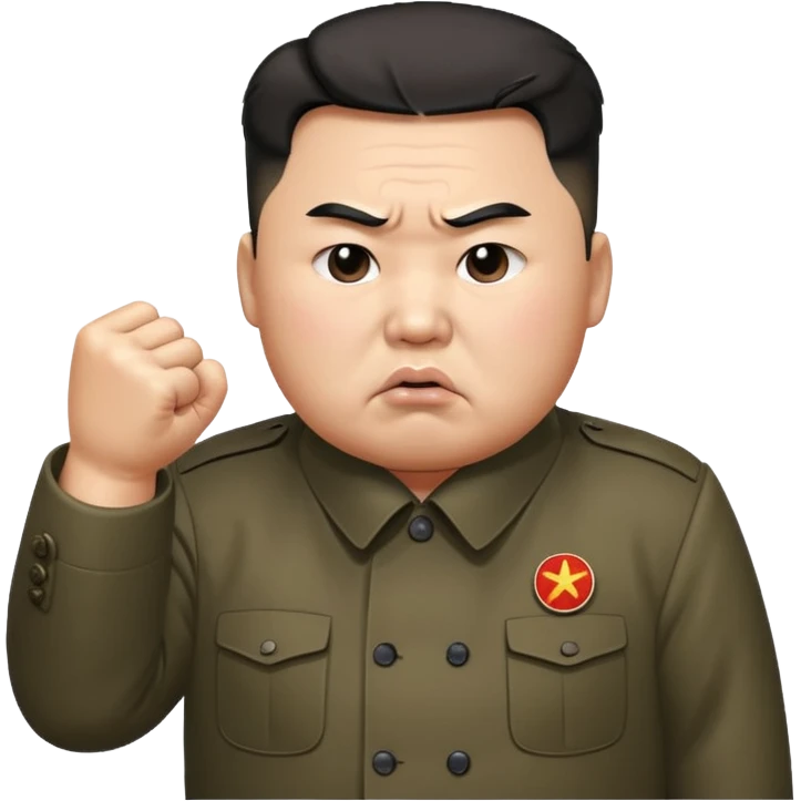 Kim Jong Un from North Korea with angry pout on face and shaking fist emoji