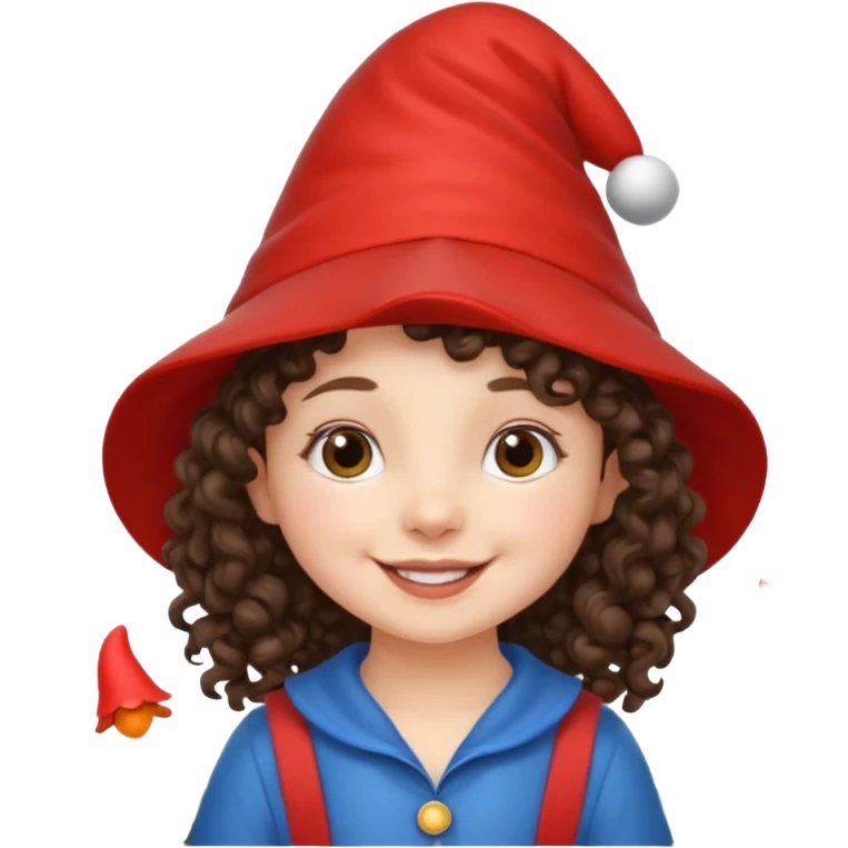 brunette little curly girl garden gnome emoji