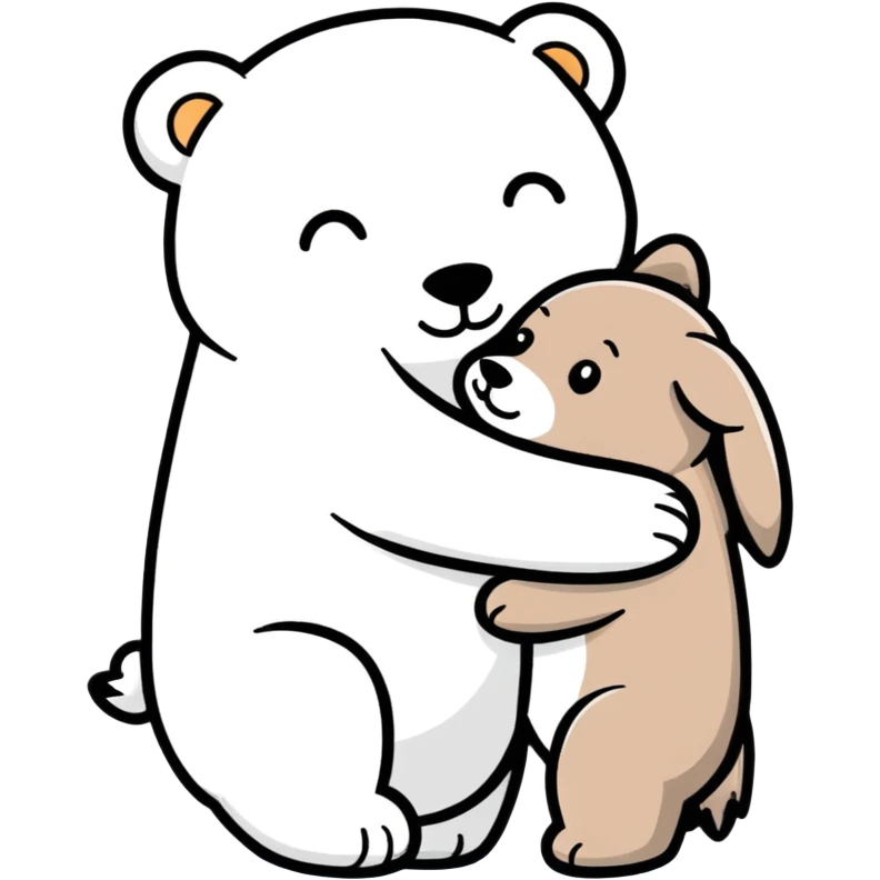 Bear hugging dog emoji