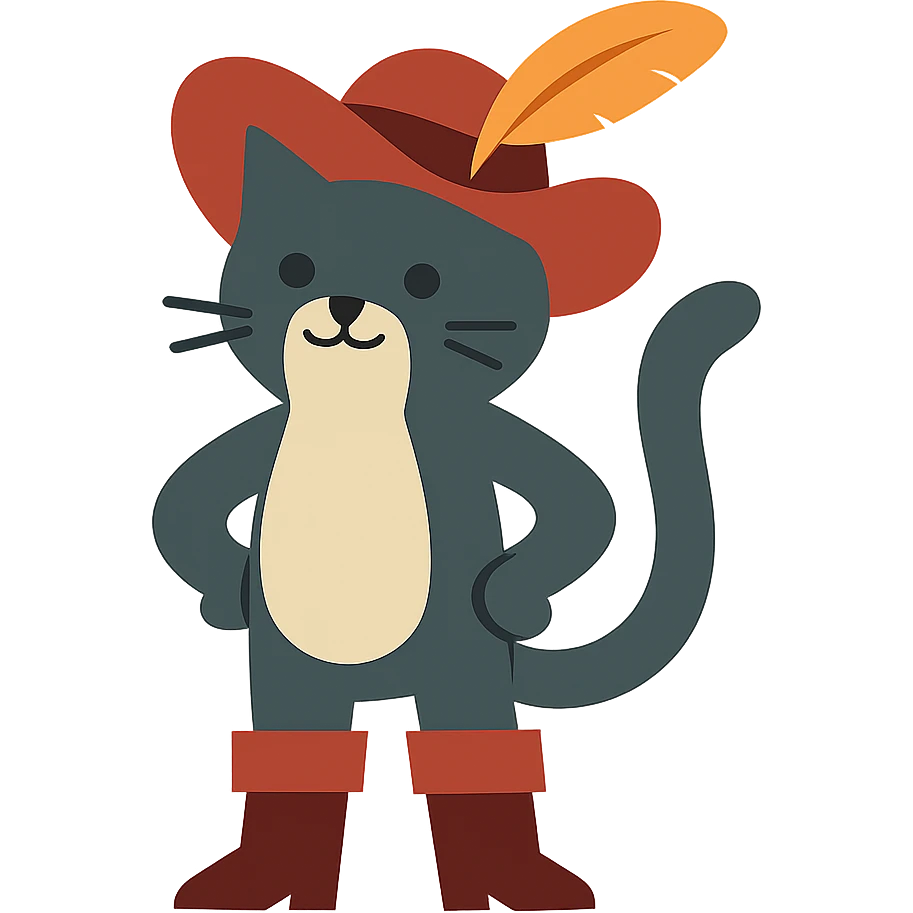 flat design style cat in boots emoji