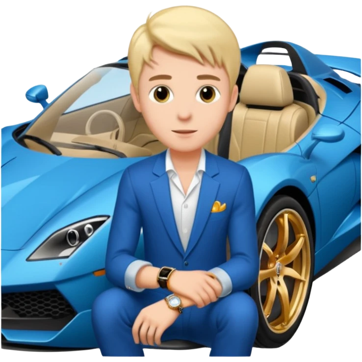 A rich boy in the super car  emoji