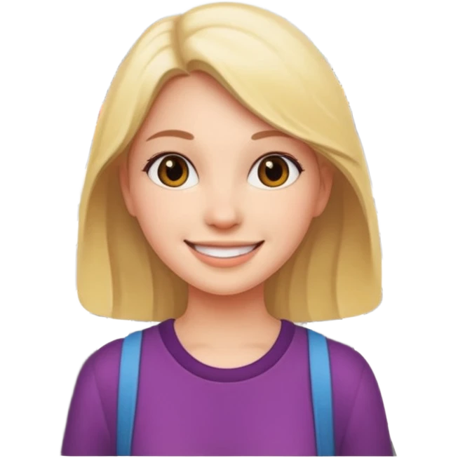 a girl smiling while walking into traffic emoji