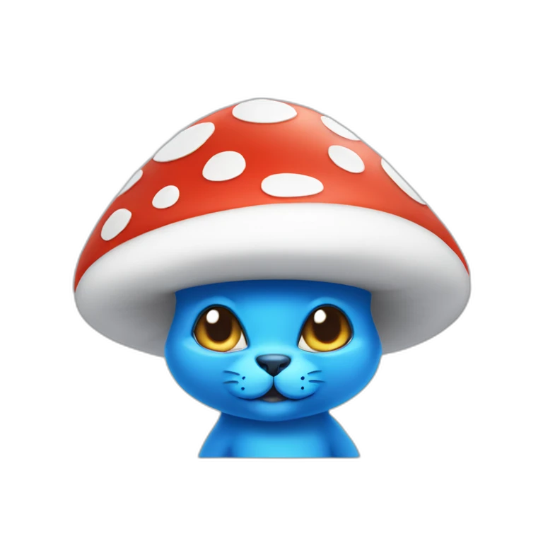 Smurf blue cat mushroom hat emoji