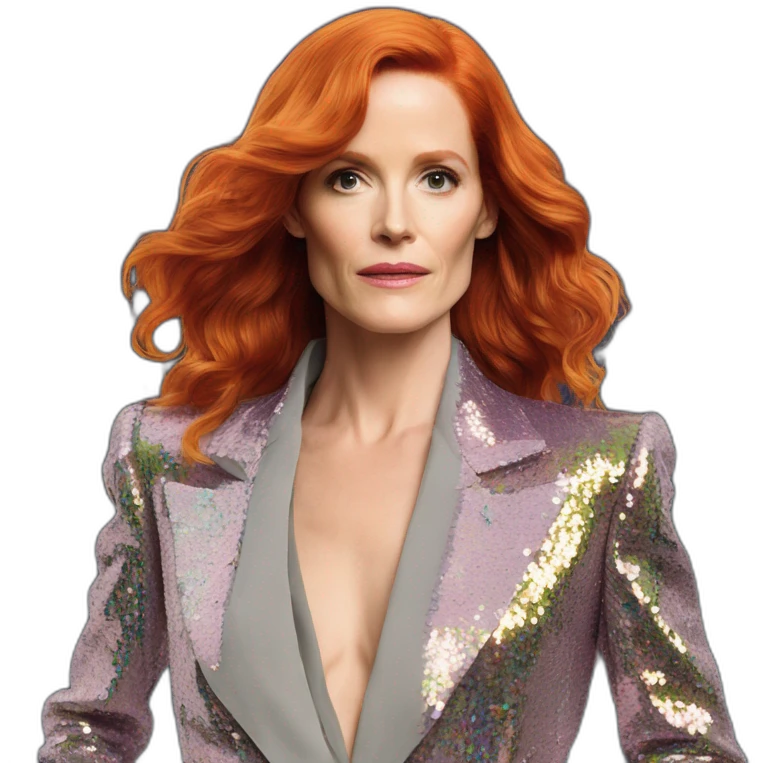 Audrey fleurot long hair multicolored sequined suit emoji