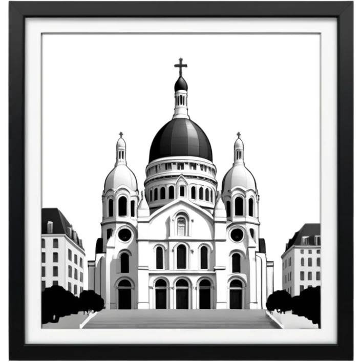 
now I want the Sacre Coeur church in black and white emoji