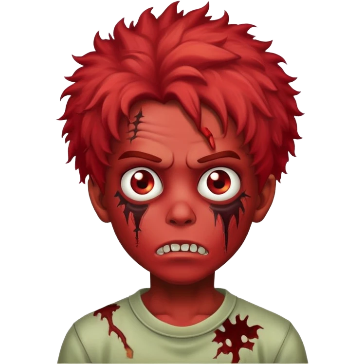 Boy zombie with kinky hair red emoji