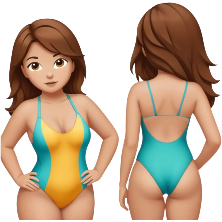 Slim-Thicc caucasian lady swimsuit posing brown hair emoji