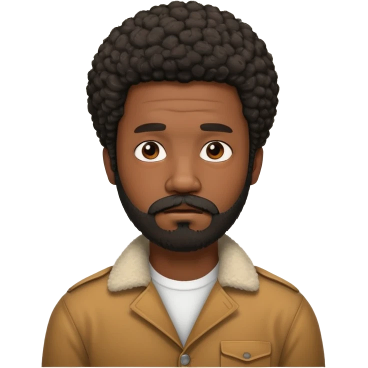 black man with beard, mustache, and short afro sad emoji