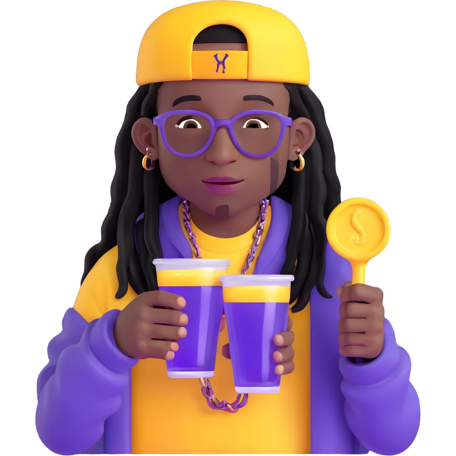 lil wayne holding a double cup with purple liquid inside emoji