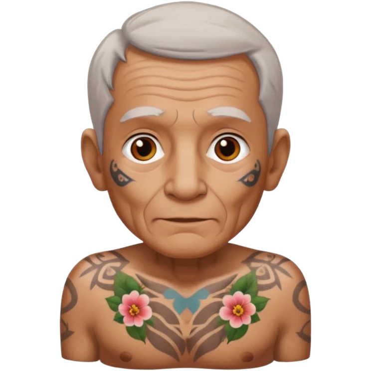 elderly man with body and face tattos emoji