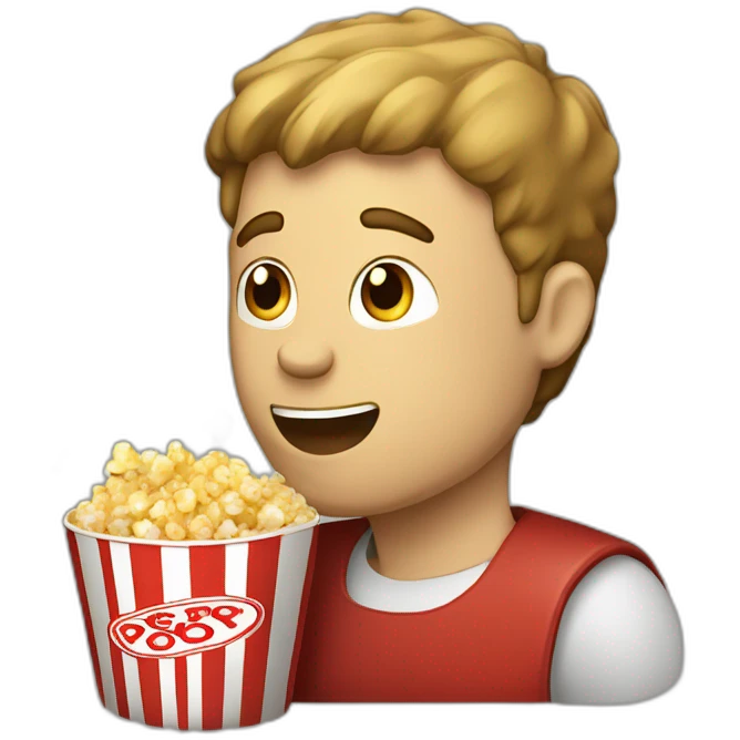 white guy eating popcorns drinking Beverage Box emoji