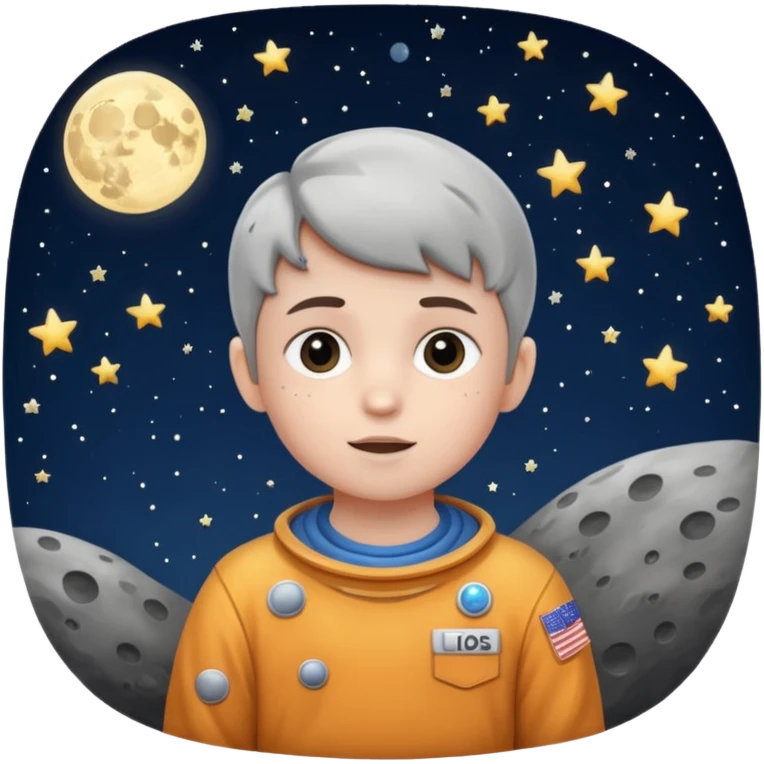 The nights sky with a kid sitting on the moon emoji