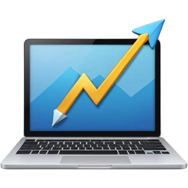 laptop with an upward arrow above it emoji