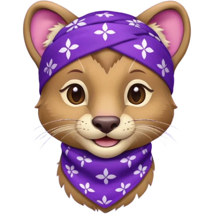 
Fossa animal in purple bandana with white patterns on forehead from league of legends laughing emoticon emoji