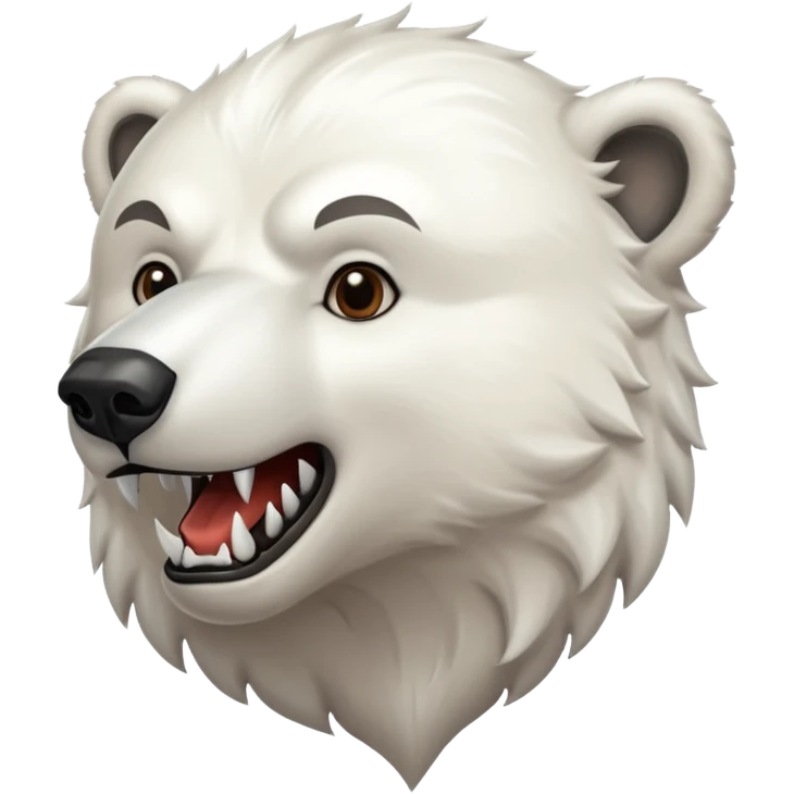 Polar bear with brown fur, saber fangs and a wolf’s tail emoji