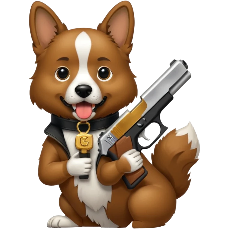 A dog holding a Glock  emoji