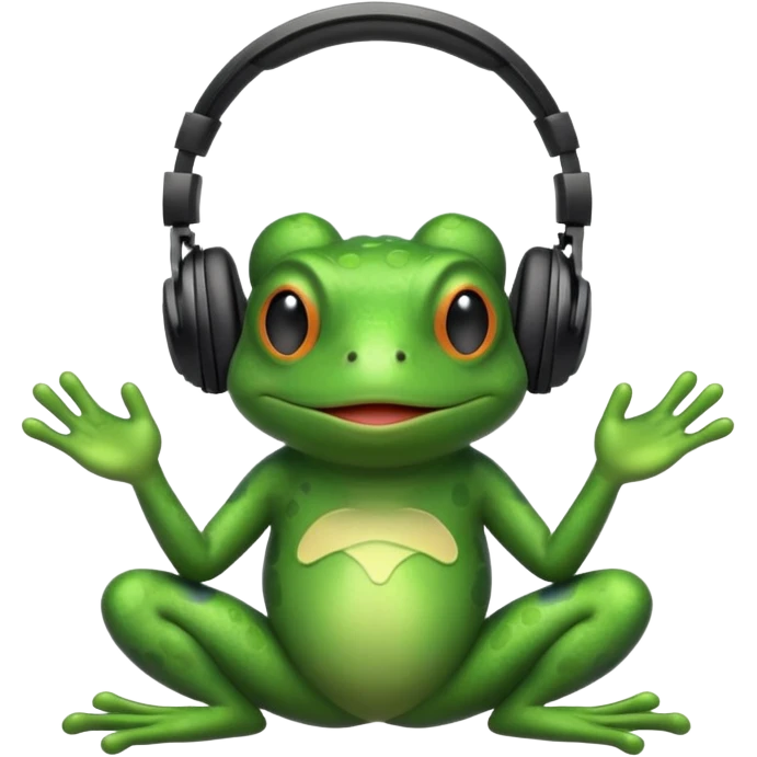 Frog wearing headphones emoji