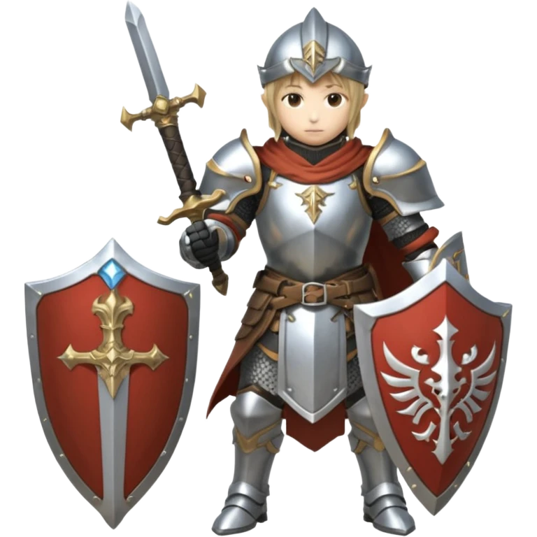 Final Fantasy XI Paladin, full armor, sword and shield, heroic pose emoji