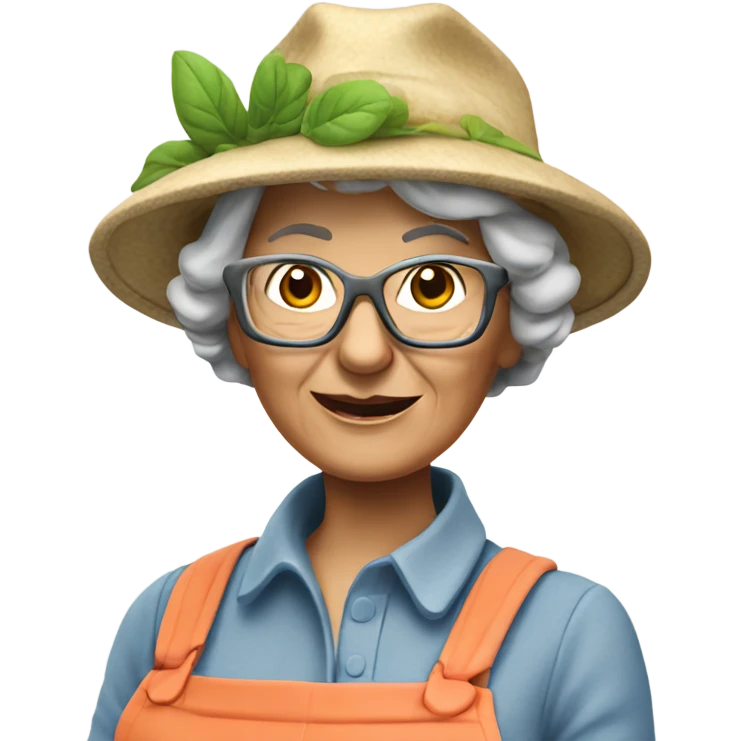 3d hyper realistic senior woman gardening  emoji