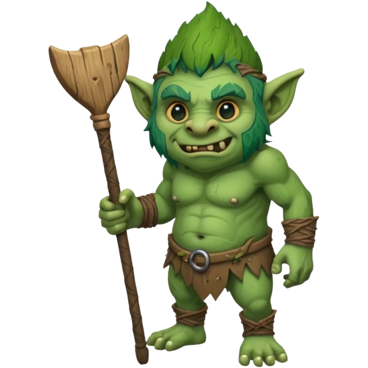 Isometric view full grunky body troll with club  emoji