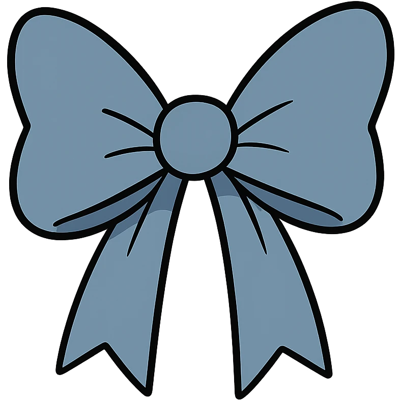 blue bow in flat toon style emoji