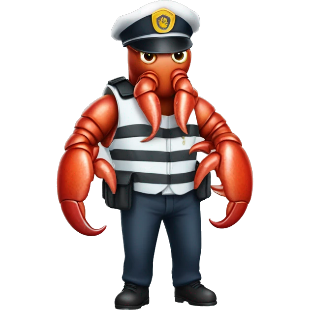 Lobster wearing security guard clothing emoji