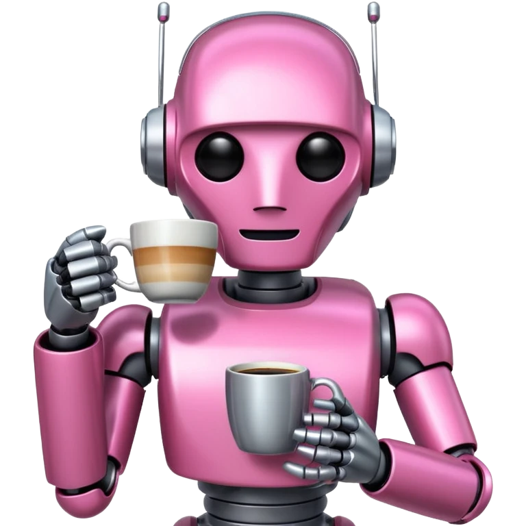 pink robot drink coffe emoji