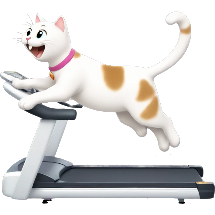 Happy cat running on treadmill emoji