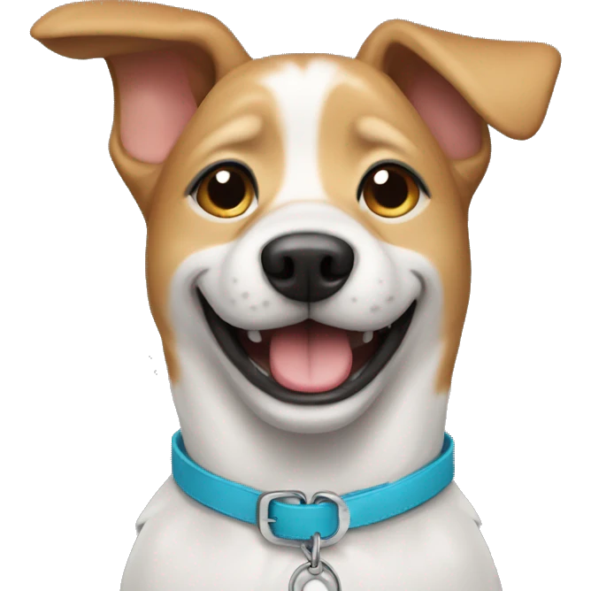 dog with collar and focus happy emoji