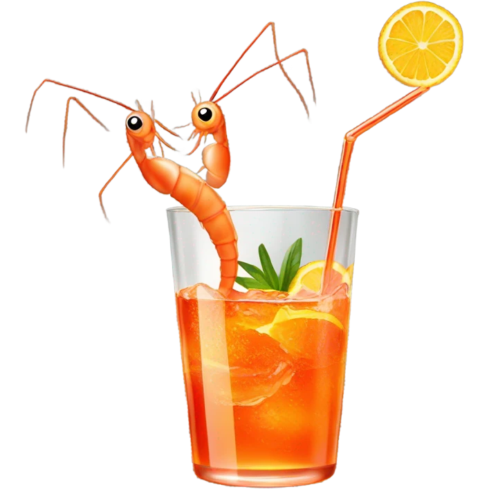 A shrimp chilling in an aperol spritz emoji
