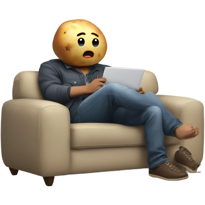 Potato playing video games on a couch  emoji