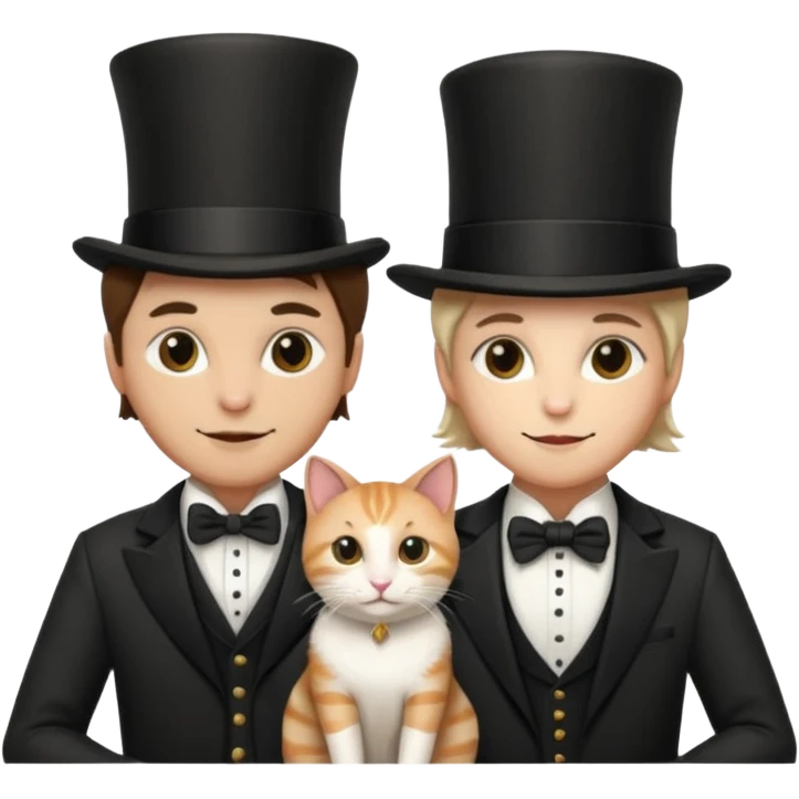 magician couple and their pet cat emoji
