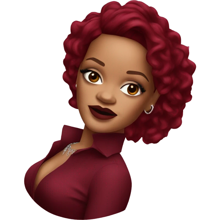 realistic singer Rihanna in a burgundy dress emoji
