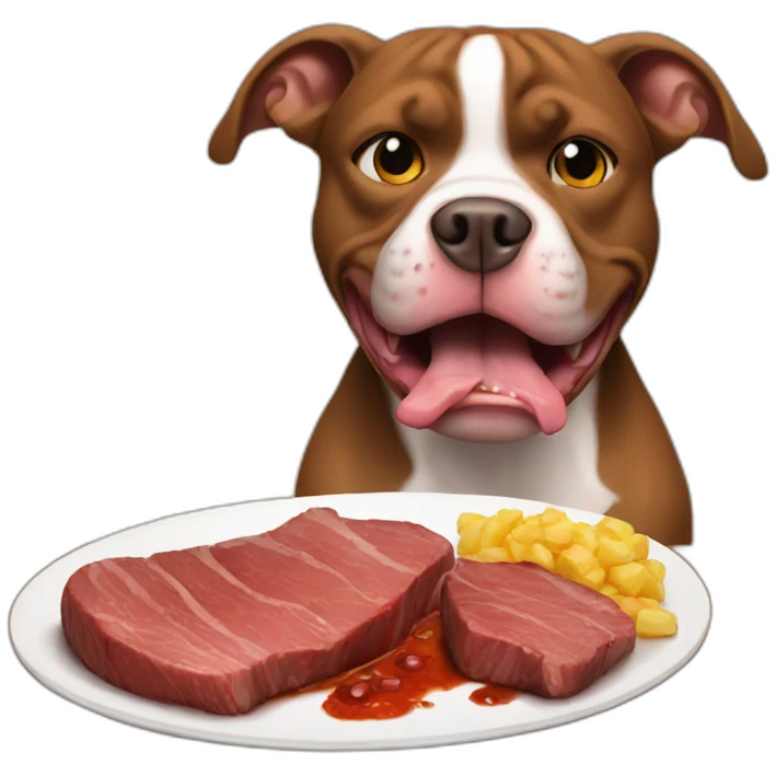 angry pitbull eating steak baby steak emoji