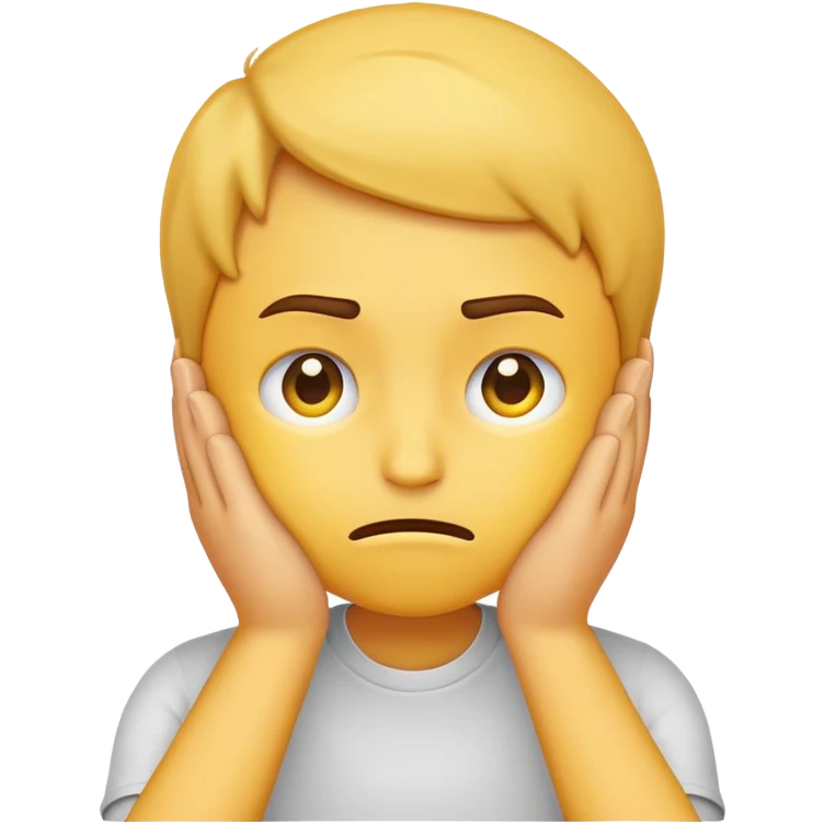 Yellow emoji that is anxious and looking at the ground with hand on his forehead  emoji